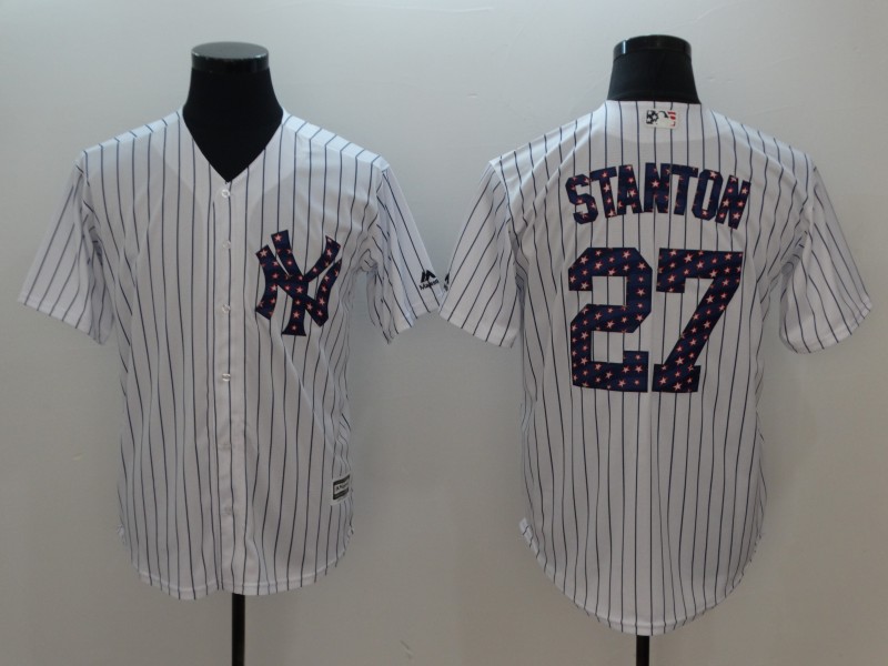 Men New York Yankees #27 Stanton White Independent version Game MLB Jerseys->los angeles angels->MLB Jersey